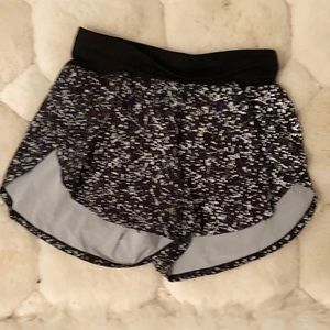 Lululemon black and white splatter shorts